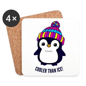 Pingouin au Chapeau Coloré - Dessous de verre (lot de 4) - blanc - Devant