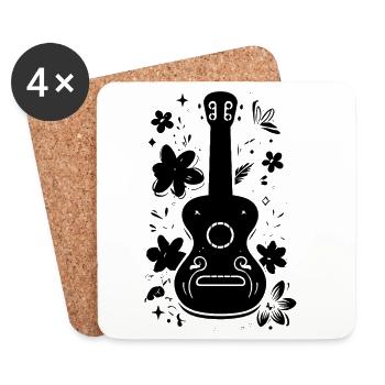 Ukulele Skizze - Untersetzer (4er-Set) - Weiß - Vorne