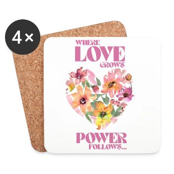 Là où l’amour grandit, l’amour suit - Dessous de verre (lot de 4) - blanc - Devant