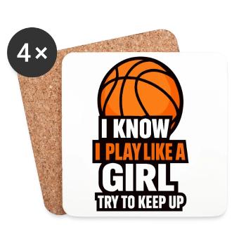 I Know I Play Like A Girl Basketball - Coasters (set of 4) - white - Front