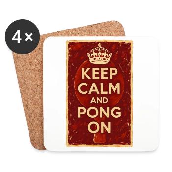 Keep Calm and Pong On / Ping - Untersetzer (4er-Set) - Weiß - Vorne