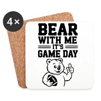 Bear With Me, It’s Game Day - Coasters (set of 4) - white - Front