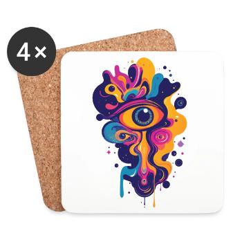 colorful psychedelic art graphic LSD color drops - Coasters (set of 4) - white - Front