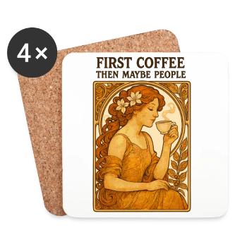 D’abord le café, puis le cadeau vintage Pin-up People - Dessous de verre (lot de 4) - blanc - Devant