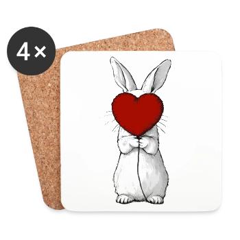 Câlin Cœur de Lapin - Dessous de verre (lot de 4) - blanc - Devant