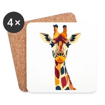 Bunte Giraffenpracht Giraffe Kopf Hals Motiv - Untersetzer (4er-Set) - Weiß - Vorne