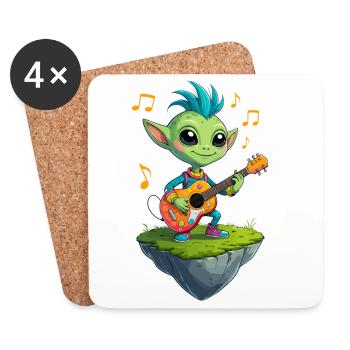 Le Bouffon Vert à la guitare - Dessous de verre (lot de 4) - blanc - Devant