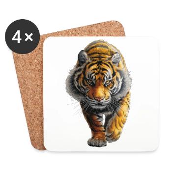Tigre - Dessous de verre (lot de 4) - blanc - Devant