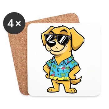 Sonnenhund Hawaii Shirt Geburtstag Kinder - Untersetzer (4er-Set) - Weiß - Vorne