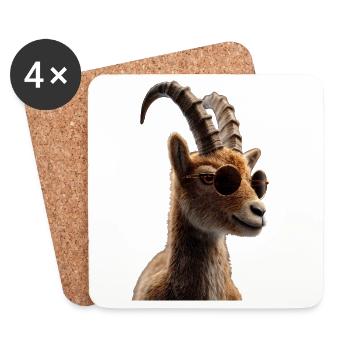 Steinbock Ziege Alpensteinbock Capricorn Ziegen - Untersetzer (4er-Set) - Weiß - Vorne