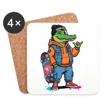 Sumpflife Alligator Skatewear - Untersetzer (4er-Set) - Weiß - Vorne