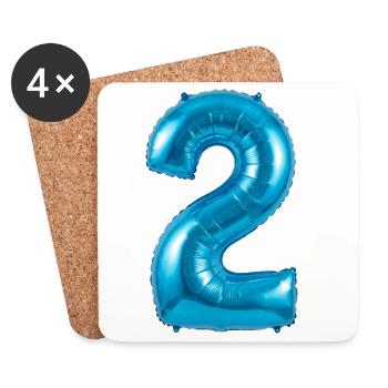 2. Geburtstag, zweiter Geburtstag  Ballon Helium - Untersetzer (4er-Set) - Weiß - Vorne