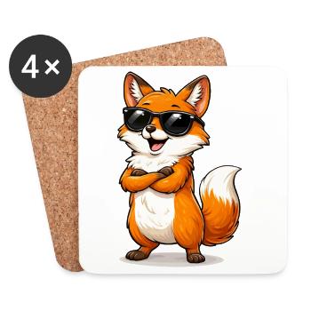 Cool fox with sunglasses - Coasters (set of 4) - white - Front