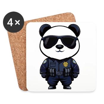 Polizei Pandas - Untersetzer (4er-Set) - Weiß - Vorne