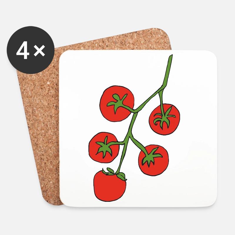 Tomatenranke Farbpalette Illustration - Untersetzer (4er-Set) - Weiß