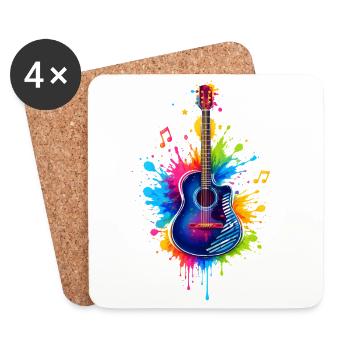 Guitare colorée – Art du graffiti musical - Dessous de verre (lot de 4) - blanc - Devant