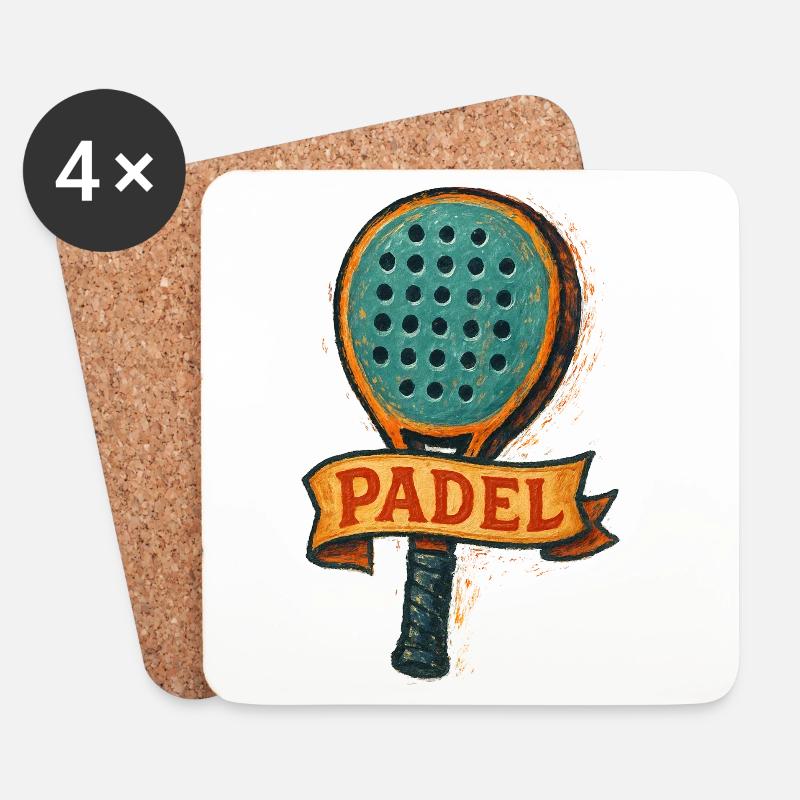 Padel-Racket – Padeliste - Untersetzer (4er-Set) - Weiß