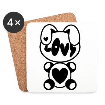 Plush: Lovy - Coasters (set of 4) - white - Front