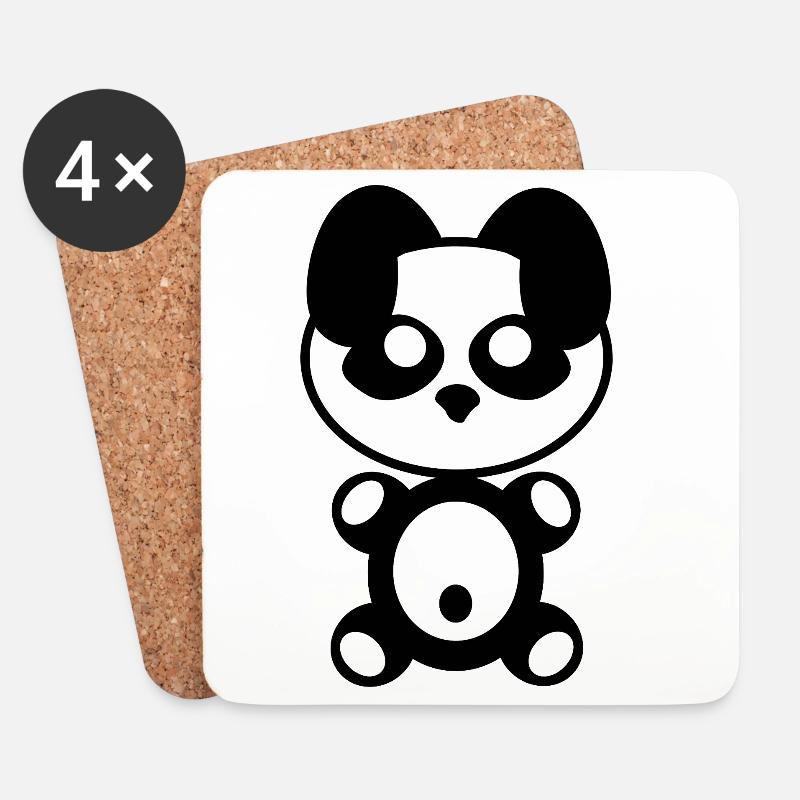 Plüschig: Pandy - Untersetzer (4er-Set) - Weiß