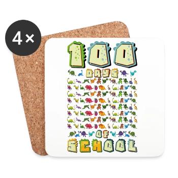Cadeaux de dinosaures 100 Jours d’École - Dessous de verre (lot de 4) - blanc - Devant