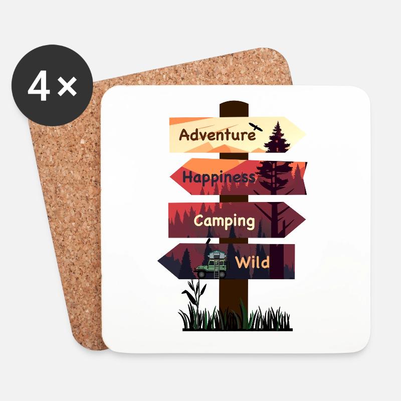 Path to Happiness - Coasters (set of 4) - white