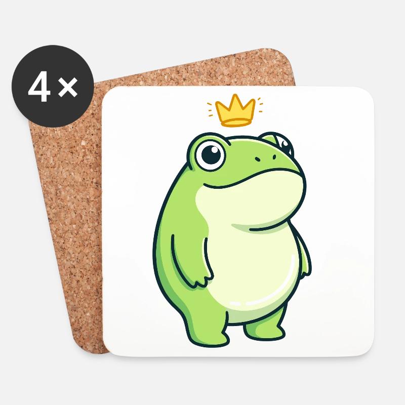 King Croak – Klassisches minimalistisches Design - Untersetzer (4er-Set) - Weiß
