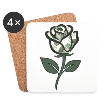 Dollar Rose - Dessous de verre (lot de 4) - blanc - Devant