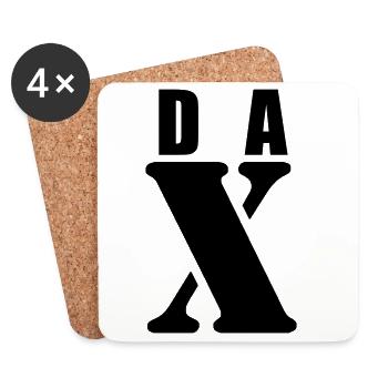 Dax – Conception du prénom | Typographie minimale - Dessous de verre (lot de 4) - blanc - Devant
