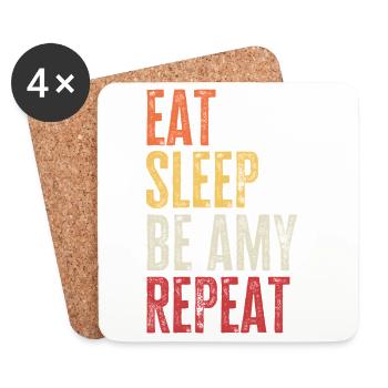 Eat Sleep Be Amy Repeat Retro Name - Coasters (set of 4) - white - Front