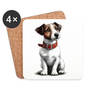 Jack Russel Terrier - Dessous de verre (lot de 4) - blanc - Devant
