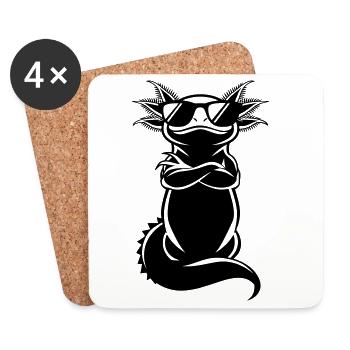Cooler Axolotl – Sonnenbrille Chef Attitüde - Coasters (set of 4) - white - Front