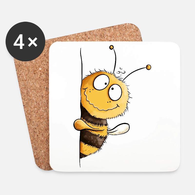 Freches Bienchen Peek-a-Boo Biene  - Untersetzer (4er-Set) - Weiß