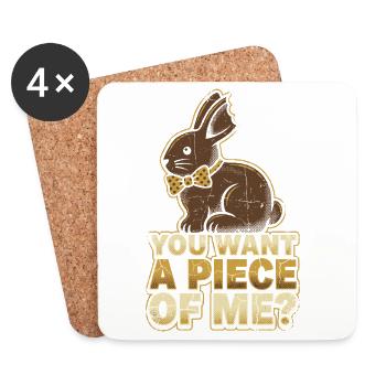 Lapin avec nœud papillon – Tu veux un morceau de moi - Dessous de verre (lot de 4) - blanc - Devant
