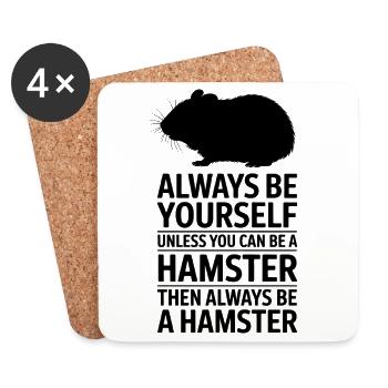 Dictons de hamster Cadeau drôle de hamster - Dessous de verre (lot de 4) - blanc - Devant