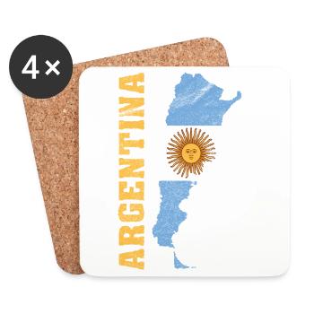 Carte argentine Drapeau Vintage Design - Dessous de verre (lot de 4) - blanc - Devant