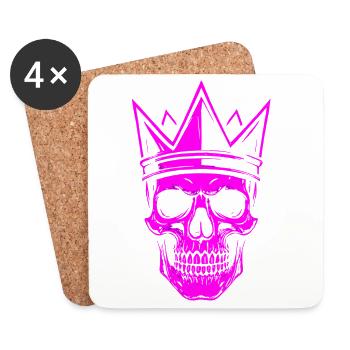 Neon Skull mit Krone Pink Gothic Style Sticker - Untersetzer (4er-Set) - Weiß - Vorne