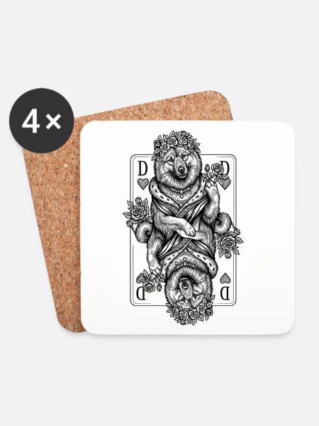 Eurasier | Queen of Hearts | Maps - Coasters (set of 4) - white