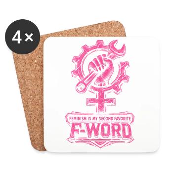 Feminismus Feministin Feminist - Untersetzer (4er-Set) - Weiß - Vorne