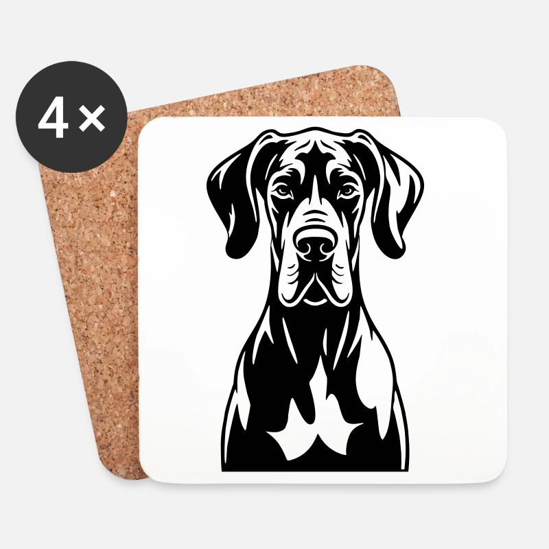 Dogge Frontal  - Untersetzer (4er-Set) - Weiß