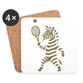 Minimalist Zebra Tennis Player Silhouette - Coasters (set of 4) - white - Front