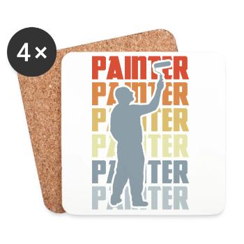 Painter Varnisher Retro - Coasters (set of 4) - white - Front