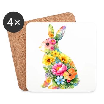 Hase Aquarell Ostern Silhouette - Untersetzer (4er-Set) - Weiß - Vorne