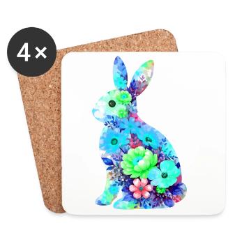 Hase Aquarell Ostern Silhouette - Untersetzer (4er-Set) - Weiß - Vorne