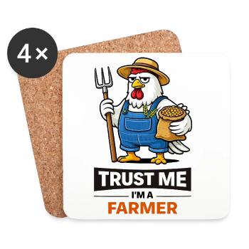 Believe Me Farmer Chicken Illustration - Untersetzer (4er-Set) - Weiß - Vorne