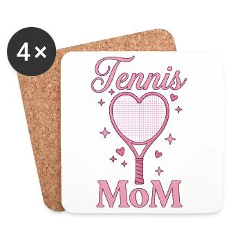 Tennis Mama Herz Racquet Design - Untersetzer (4er-Set) - Weiß - Vorne