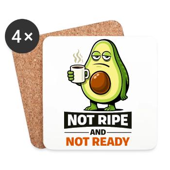 Avocado-Meme: Nicht reif, nicht fertig - Untersetzer (4er-Set) - Weiß - Vorne