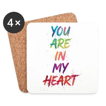 You Are In My Heart Color Text Painting Print - Coasters (set of 4) - white - Front