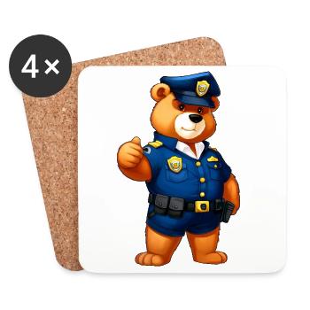 Bären Polizei - Untersetzer (4er-Set) - Weiß - Vorne