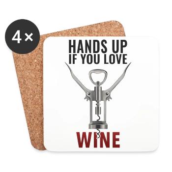 Mains en l’air Vin Drôle de Vin Chemise - Dessous de verre (lot de 4) - blanc - Devant