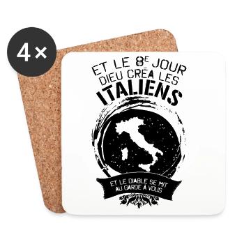 Et Le 8e Jour Dieu Crea Les Italiens Et Le Diab... - Dessous de verre (lot de 4) - blanc - Devant